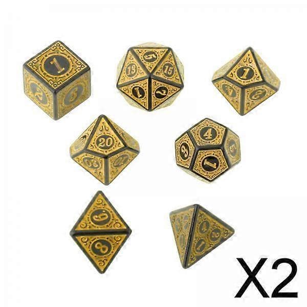 2x7 st antika akryl polyhedral tärningar RPG rollspel leksaker gul 2 Pcs