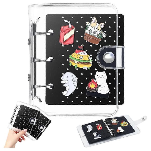 2 stk. Mini Emaljestift Display Bog Klar Samlingsbind Holder Stift Display Boards Opbevaringsorganisator Black    transparent