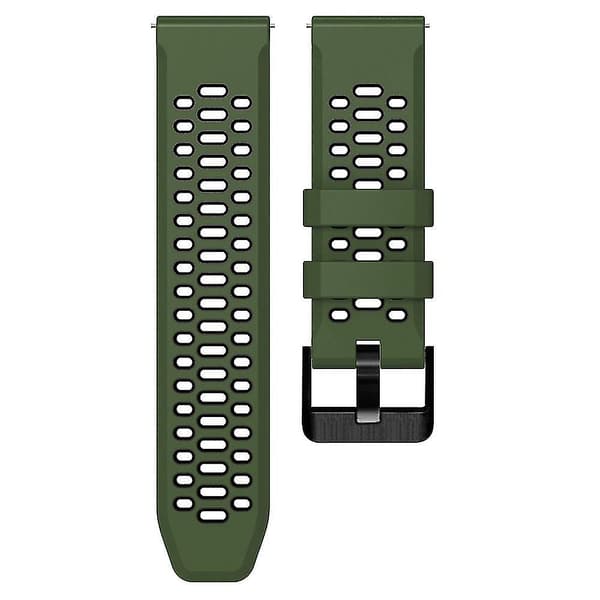 Two-tone Silicone Watch Band for Suunto 7 / 9 / 9 Baro 24mm with Multi-hole Design Quick Release Strap Army Green Black