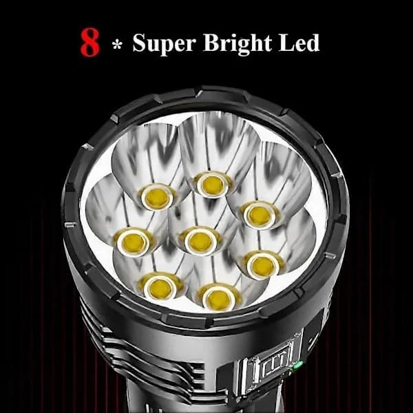 Supertehokas 12000000LM Taskulamppu 8 LED USB Ladattava Taktinen