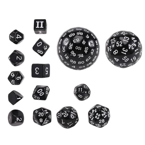 15 dele komplet polyhedral DND terningesæt D3-D100 sfærisk RPG terningesæt, 100-sidet terningesæt til rollespil bordspil