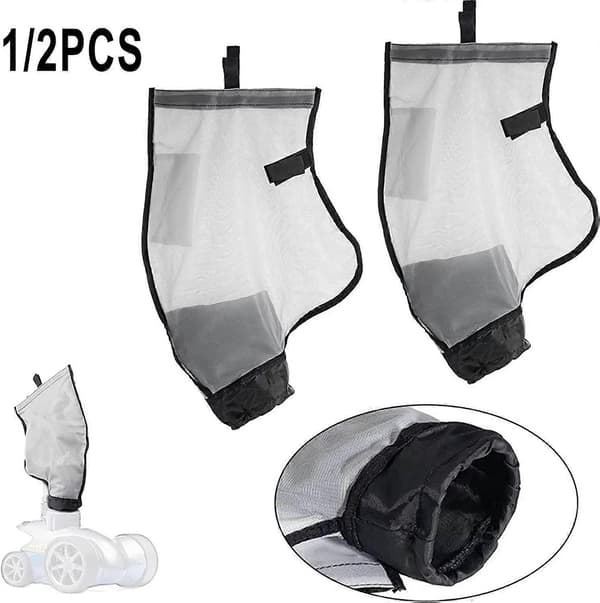 2-pack nylon nät poolrengöringspåse med allround dragkedja