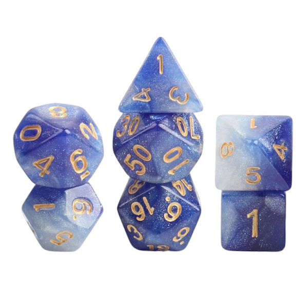 2x7x Polyhedral terningfestspil til bord mørkeblå 4 Pcs