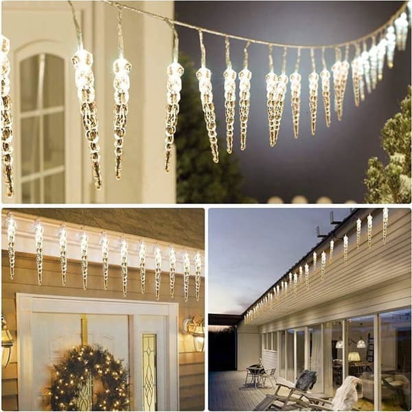 LED Icicle String Lights, Battery Operated, Christmas Lighting, Rain Light Decorations for Garden and Wedding (6m 40 LEDs)