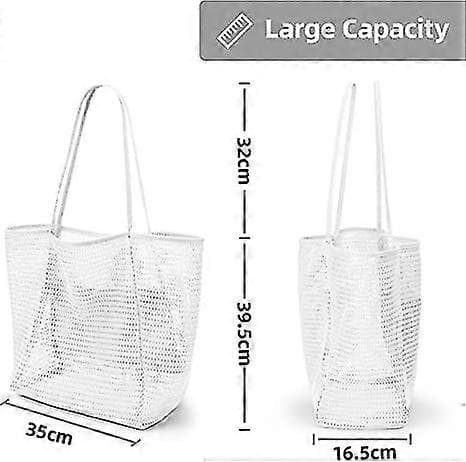 Mesh Tote Bag, Stor, Hvit