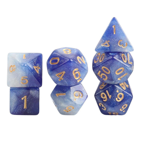 2x7x Polyhedral Dice Party Game för bord mörkblå 4 Pcs