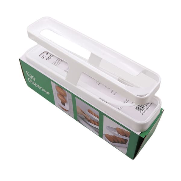 Eggbeholder for kjøleskap, eggdispenser, eggstativ, eggoppbevaring for 12-14 egg, doble lag, eggarrangør for kjøkken White