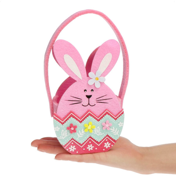 com-four® 3X Easter Basket to fill - Felt Gift Bag with Easter Bunny - Easter and Spring Decoration (3 Baskets - 19x11cm)