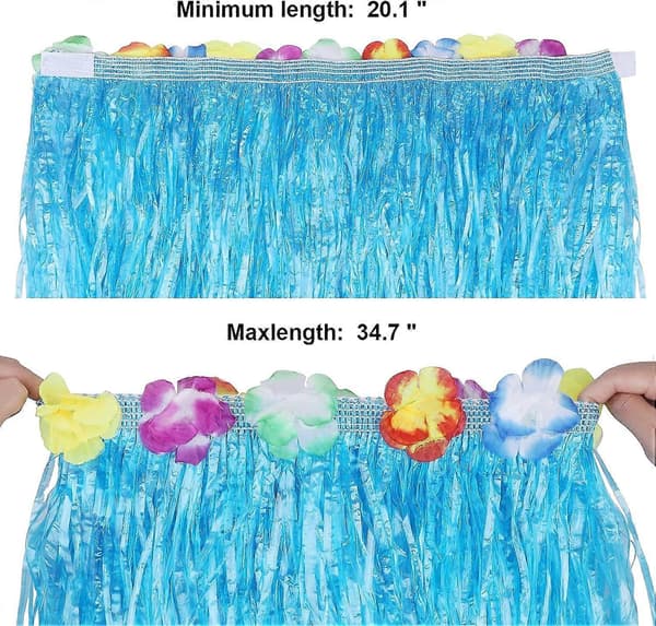 8-pack Hula Kjol Kostym Kit för Hawaii Luau Party Blue