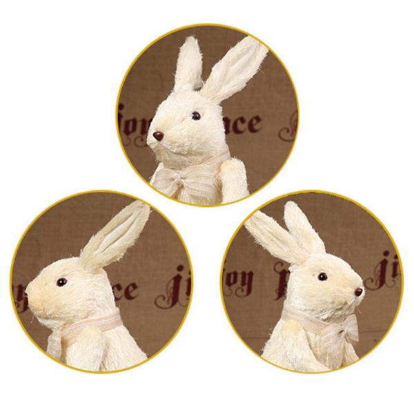 Straw Bowknot Bunny with Carrot Basket Artificial Standing Rabbit for Dol