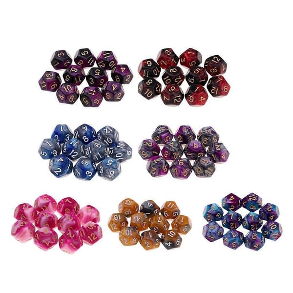 2-4-pack flersidiga tärningar Polyhedron tärningar D12 för D&D TRPG bordsspel 2 Pcs