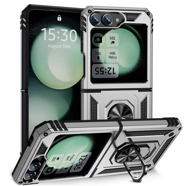 Passer til SAM Z Flip 6 Sergeant opp og ned sammenleggbart mobiltelefondeksel SM magnetisk feste fallsikring gray