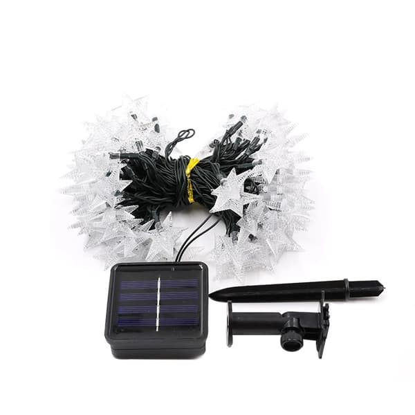 7m 50 LED Stjerneformet Solcellebelysning til Have (Hvid), Fairy Lights O