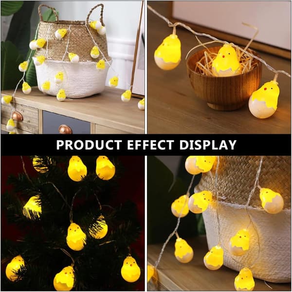 Battery-Operated Easter String Lights 1.5m 10 LED, Cute Chick/Cracked Egg/Easter Egg Shaped Fairy Lights, Indoor Room Decor for Easter