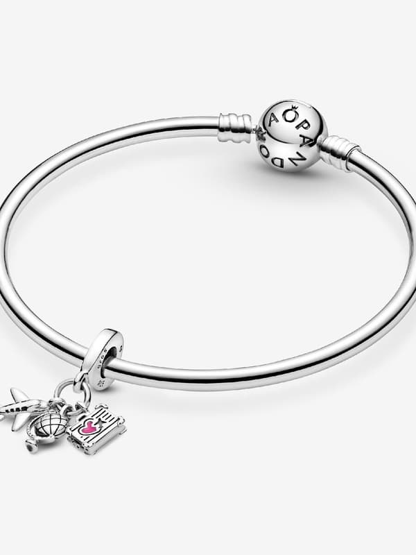 Pandora – Charm med fly, globus og koffert – Sterlingsølv