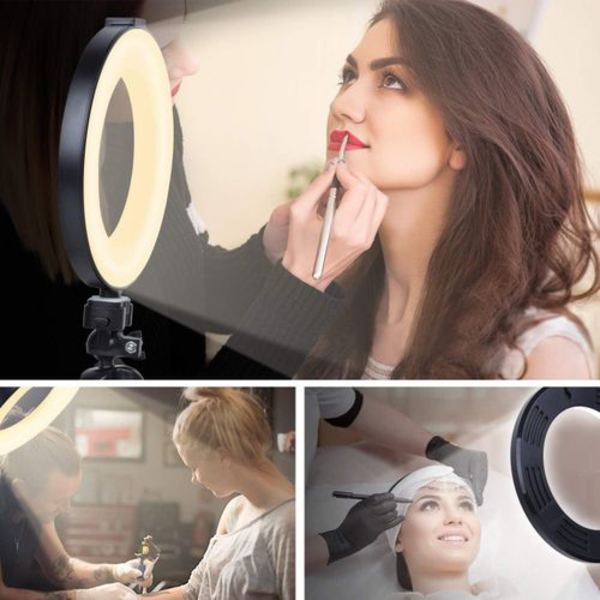 Ring Light Selfie Ring Light med stativ Dimbar Beauty Desktop Ring Light för