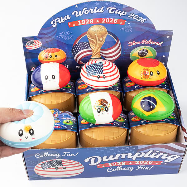 8,5 cm VM Langsom Genopretning Dumpling Squishy Legetøj, Tilfældigt Landsflag Design, Sensorisk Legetøj til Børn Voksne, Dampkogerboks Pakke