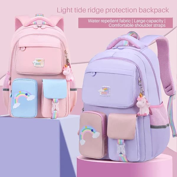 Lättviktig skolryggsäck för pojkar och flickor Blue small backpack(double layer)