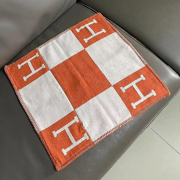 45x45cm Kashmir Ull Kuddfodral för Soffa Säng Flygplan H-Formad[JUN] Orange
