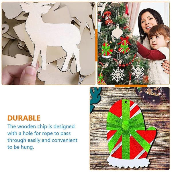 DIY Træflis Blank Julevedhæng til Juleophæng 2 Sæt