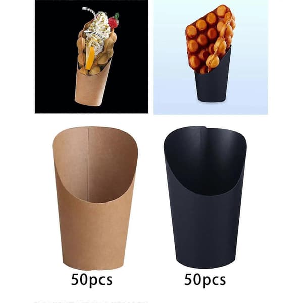 Pommes Frites Boks Kraftpapirkopper Holder Engangs Papirkopp Pommes Frites Holder for Bakeri