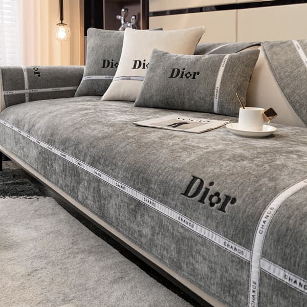 Chenille sofapute sklisikker setepute trekk i lær Advanced Grey Advanced Grey 70*150