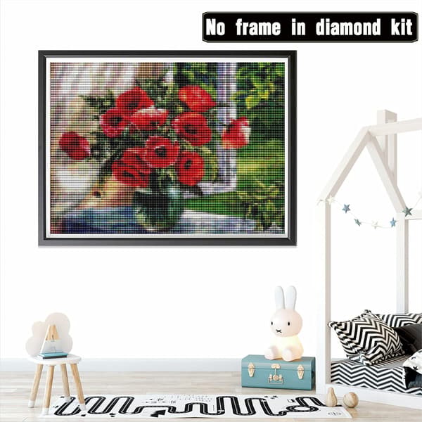 5D 30x40cm Diamantmaling Blomster, DIY Diamantmalingssett for Voksne
