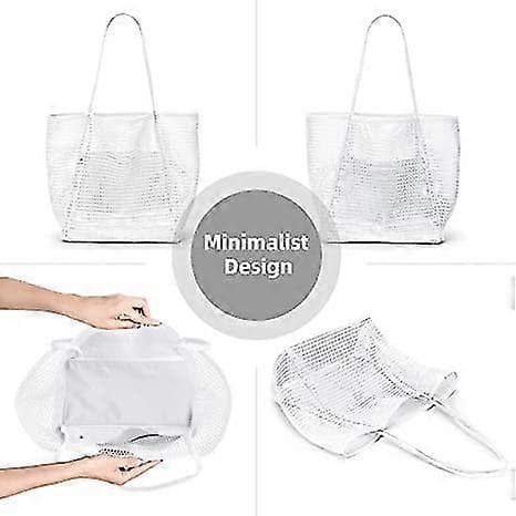 Mesh Tote Bag, Stor, Hvit