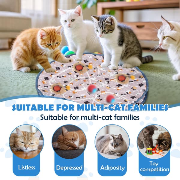 Interactive Cat Toy Ball, Automatic Interactive Cat Toy, Interactive Cat Toy Mat, 2 in 1 Interactive Cat Toy for Hunting