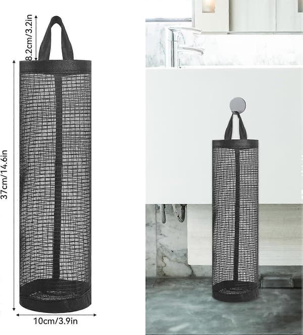 2-pak bæreposeholder Opbevaringsholder til indkøbsposer Net-ophængsdispenser Affaldspose-organizer Plastikposeholder