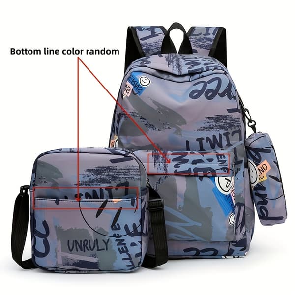 Elementary School Backpack 3-Piece Lightweight Waterproof Youth Backpack, Kids Backpack (Red)