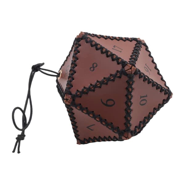 PU læder D20 terningepose, polyhedral terningepung bærbar snørepose til RPG, spil, DND terningepose, brun