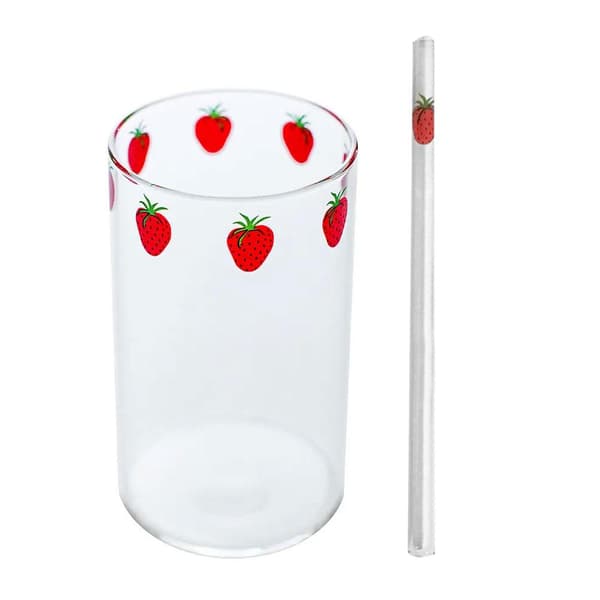 Ins Kawaii Jordgubbsglas Kopp Kaffe Mjölk Vatten Glas Koppar med