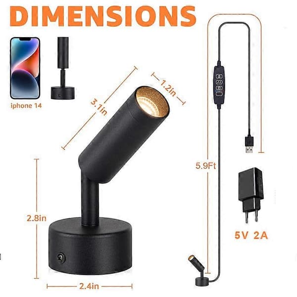 LED-spotlight indendørs uplight dæmpbar indendørs spotlight 5W gulvspotlight accentbelysning til plantevægskunst 3-farvet belysning