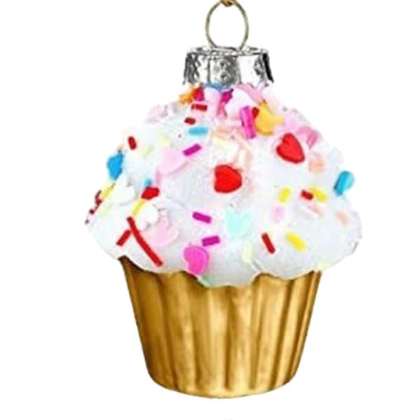 6x Cupcake julepynt juletræspynt glas julevedhæng