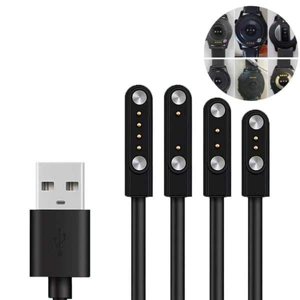 Universal Smartwatch -ladekabel Magnetisk ladekabel 2/4 Svart 7.62mm 2-pinners