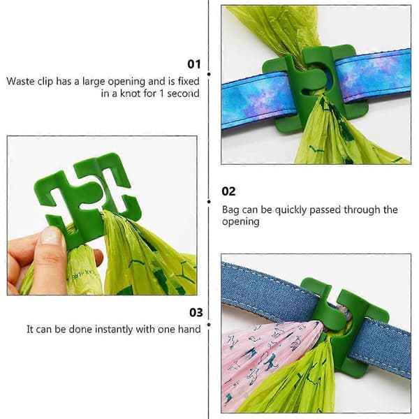 Hundeposeholder til håndfri gåtur, 4 stk. clips-dispensere