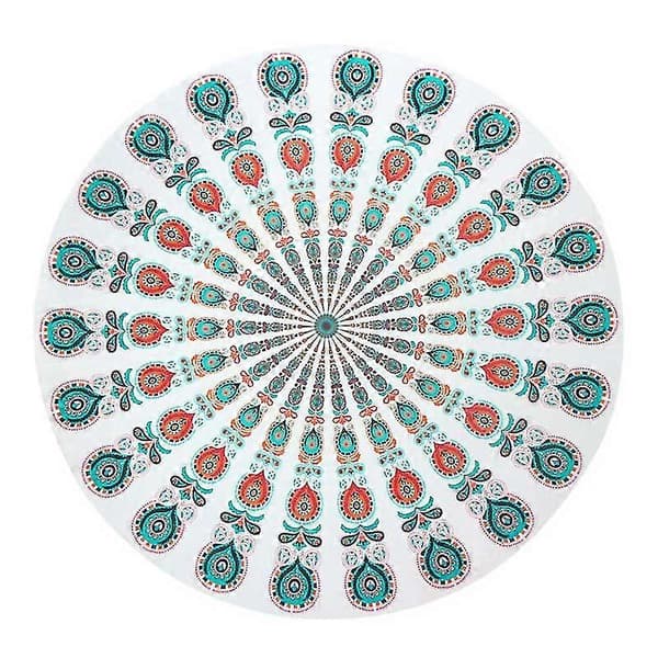 Rund Matte Skjerf Mandala Tapestry Strand Piknik Teppe Bohemia Gressmatte