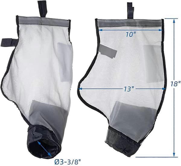 2-pack nylon nät poolrengöringspåse med allround dragkedja