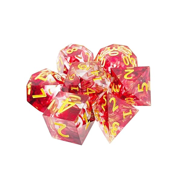 7 stk. polyhedrale terninger krystal RPG-effekt til kortspil RPG-terninger Gold Numbers