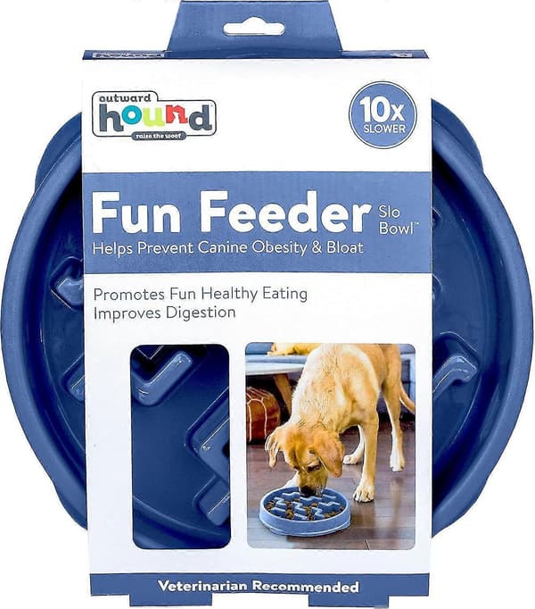 Outward Hound Fun Feeder Slo Bowl, langsom foder-skål til hunde, stor/almindelig, lilla D