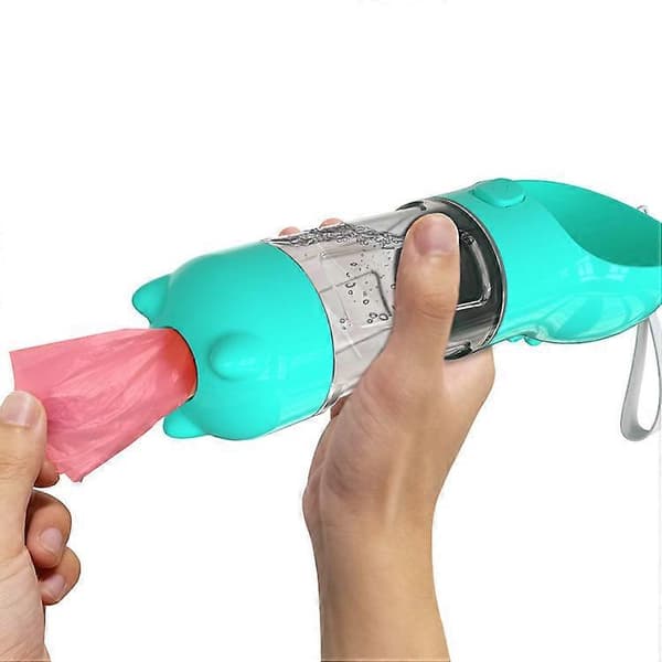 5-i-1 bærbar hundevandflaske multifunktion med madbeholder 300 ml
