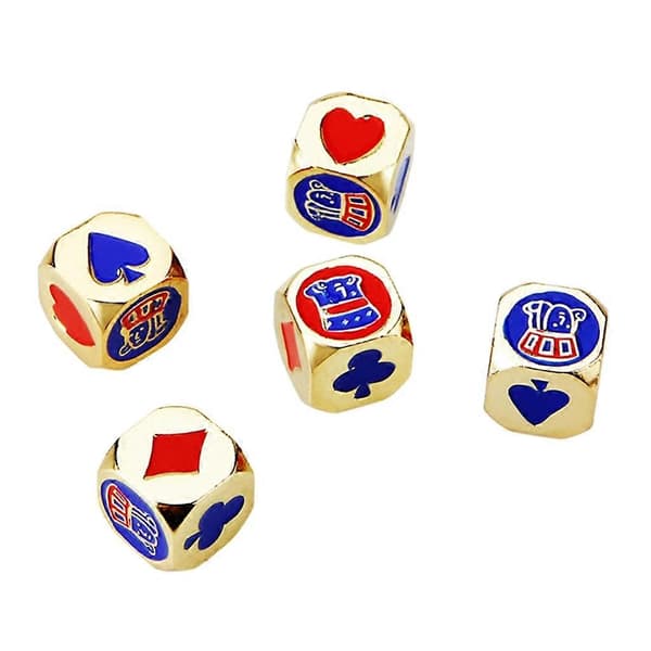 4 stk. bordspillterninger, gullterninger, solide metallterninger, pokerterninger for menn