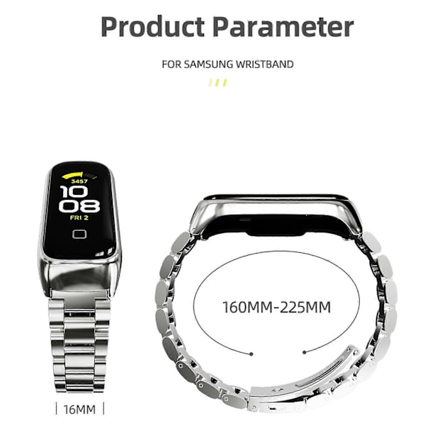 Urrem i rustfrit stål til Samsung Galaxy Fit 2 Black