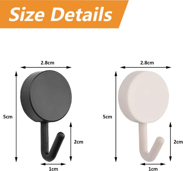 20 Pcs Black & White Self-Adhesive Plastic Hooks, Removable Wall Hooks for Bathroom, Kitchen, Office, Wardrobe, Glass Black White
