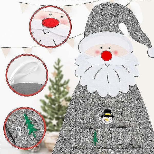Julekalender 3D Julemand Filt Julekalender Med 24 Lommer Jule Nedtælling
