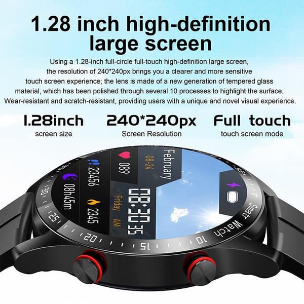 #(Sølv) Bluetooth Smartklokke, Full Touch Helseovervåkingsklokke#