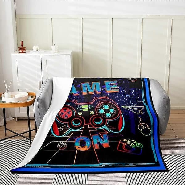 Gamer Fleece-tæppe til seng, sofa og lænestol, Gaming Gamepad Flannel-tæppe, Moderne spilcontroller-tæppe til alle årstider, Indretning til gaming-værelse Multi 84 40*30inch