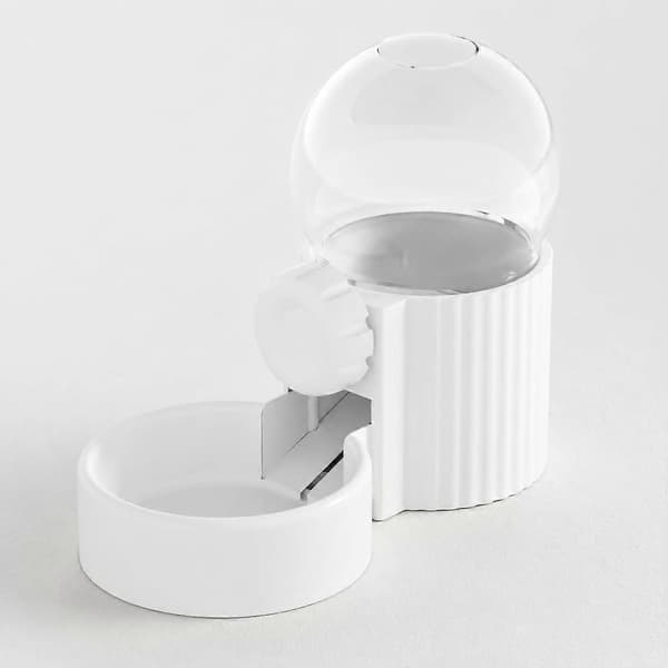 Automatisk foder- og vandautomat inklusiv madskål, vandskål, foderbeholder og vandbeholder, robust akrylmateriale, velegnet til fodring af kæledyr indendørs ivory