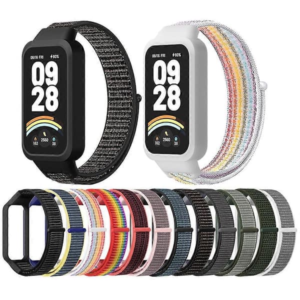 Til Xiaomi Smart Band 9 Active Redmi Band 3 Nylonrem Magic Tape Design Urrem Storm Grey